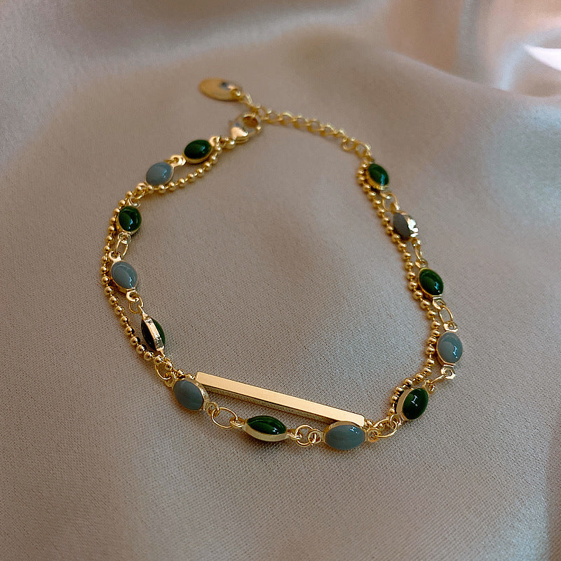 Duet • Pulsera de piedra de jade esmeralda
