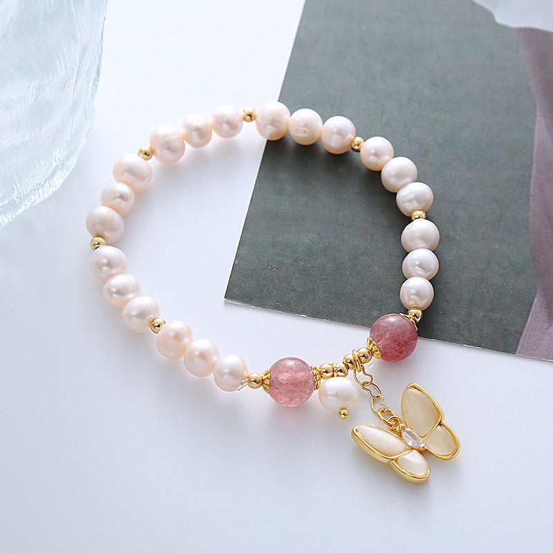 Butterfly · Pearl crystal bracelet