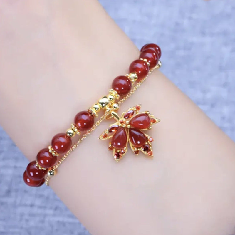 Maple Leaf · Red Agate Bracelet