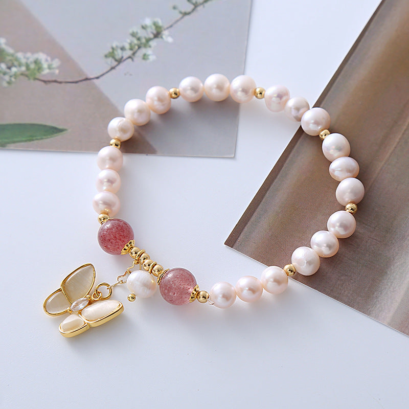 Butterfly · Pearl crystal bracelet