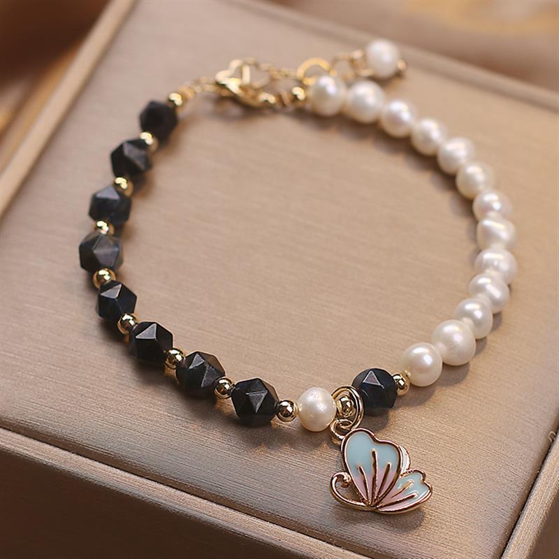 Mariposas de verano • Pulsera de perlas de agua dulce y ágata