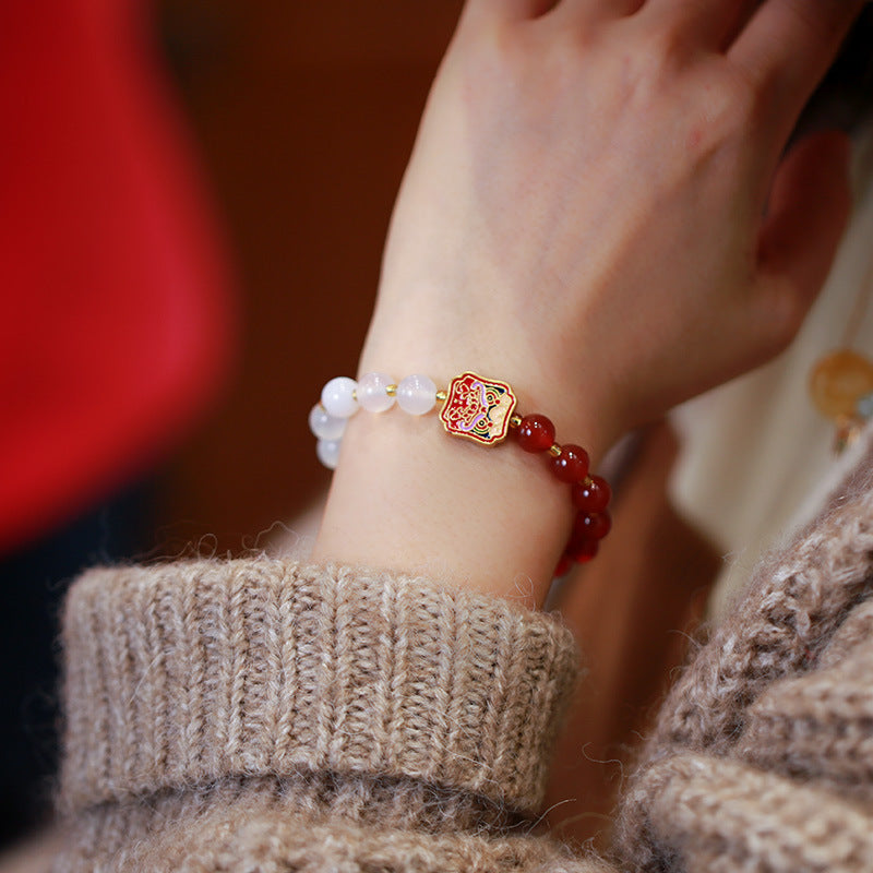 Pulsera de ágata natural de doble color