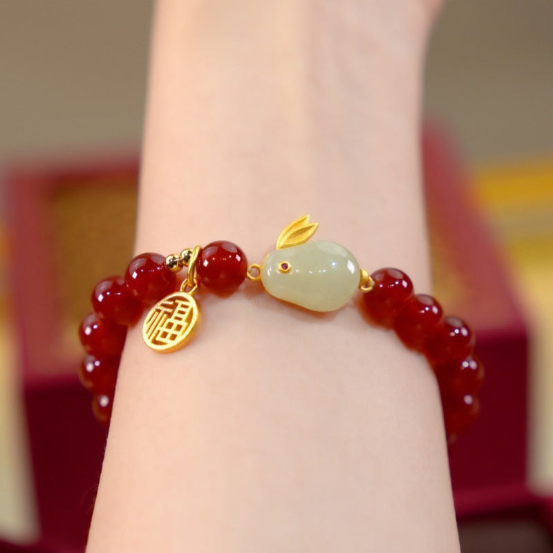 Lucky Rabbit · Natural Red Agate Bracelet