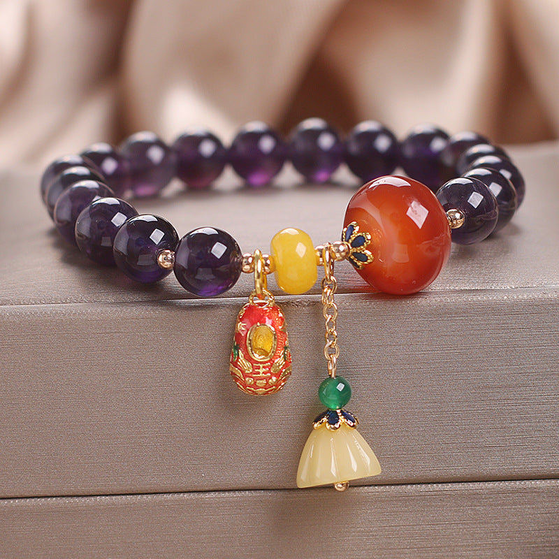 Lucky • Natural Amethyst Lotus Bracelet