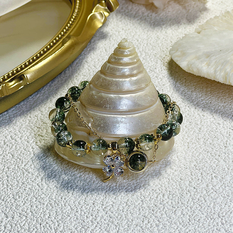 Four Leaf Clover · Aquatic Crystal Bracelet
