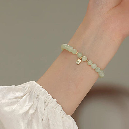 Pulsera de perlas, esmeraldas y jade