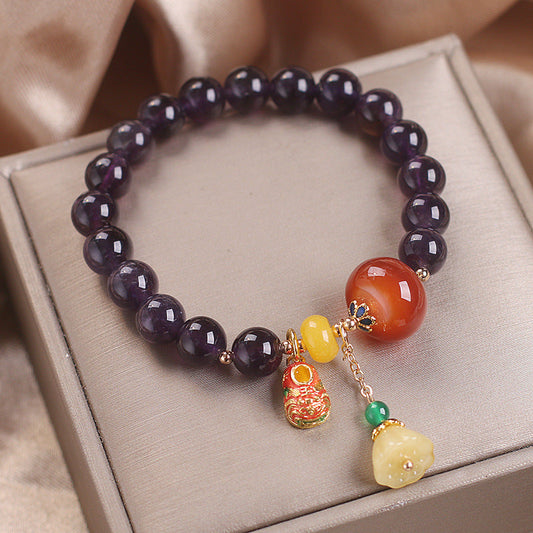 Lucky • Natural Amethyst Lotus Bracelet