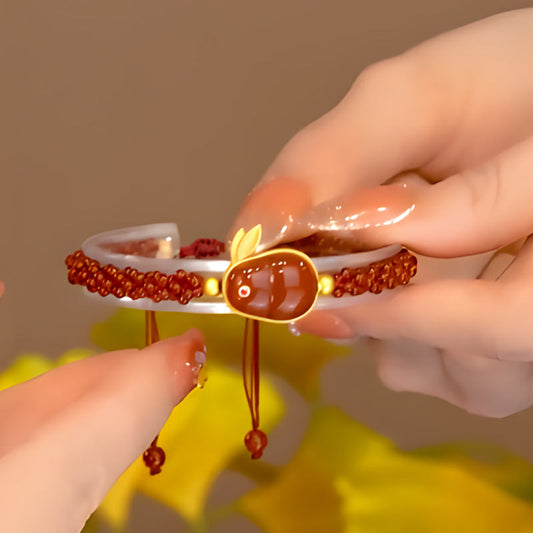 Running Bunny · Red agate braided bracelet