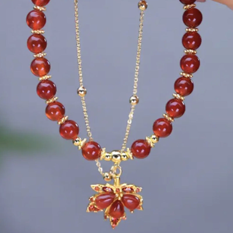 Maple Leaf · Red Agate Bracelet