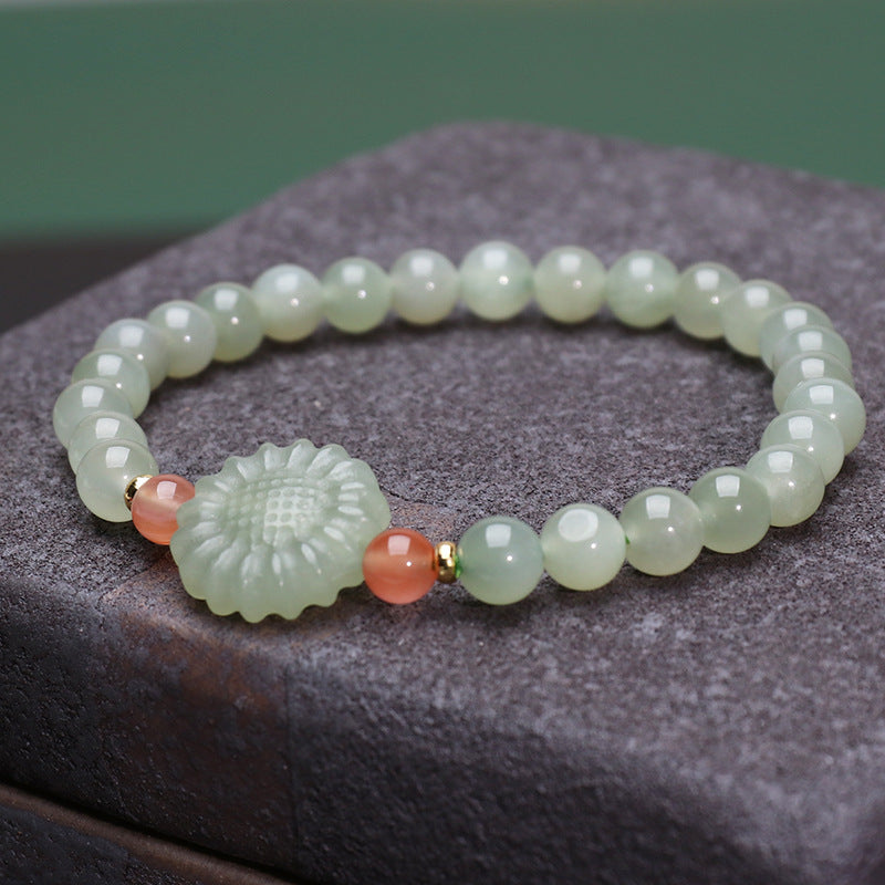 Sunflower · Emerald Jade stone Bracelet