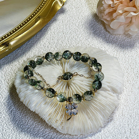 Four Leaf Clover · Aquatic Crystal Bracelet