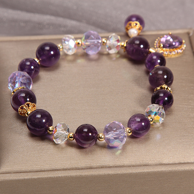 Pulsera con amatista natural y colgante en forma de gota