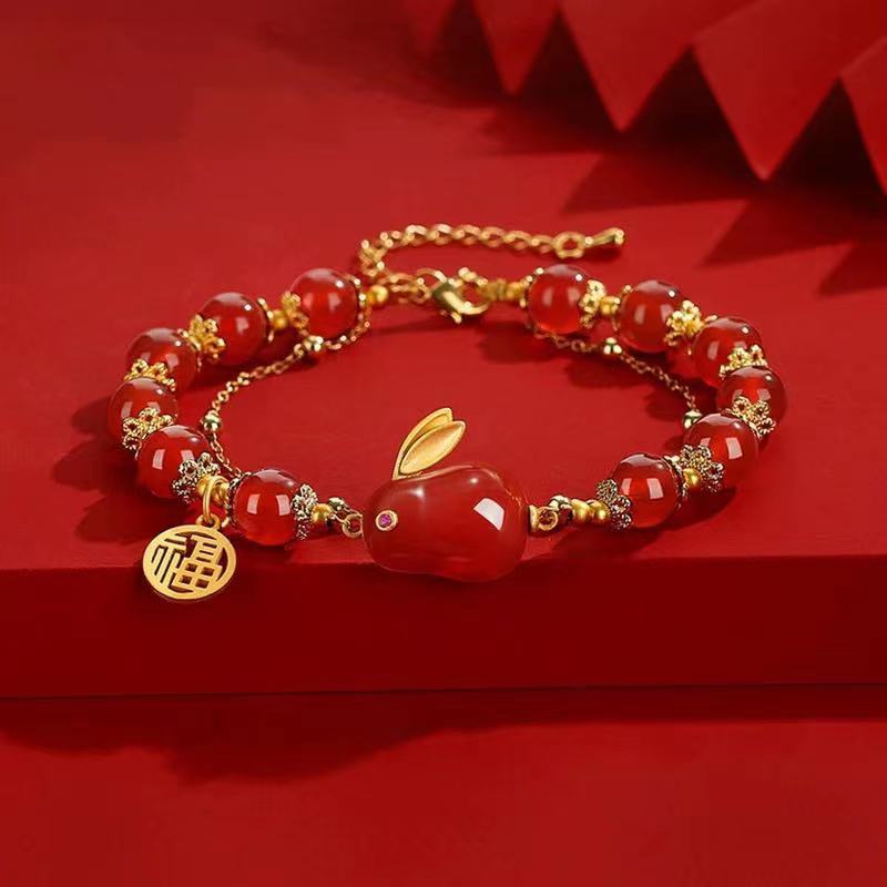 Lucky Rabbit · Natural Red Agate Bracelet
