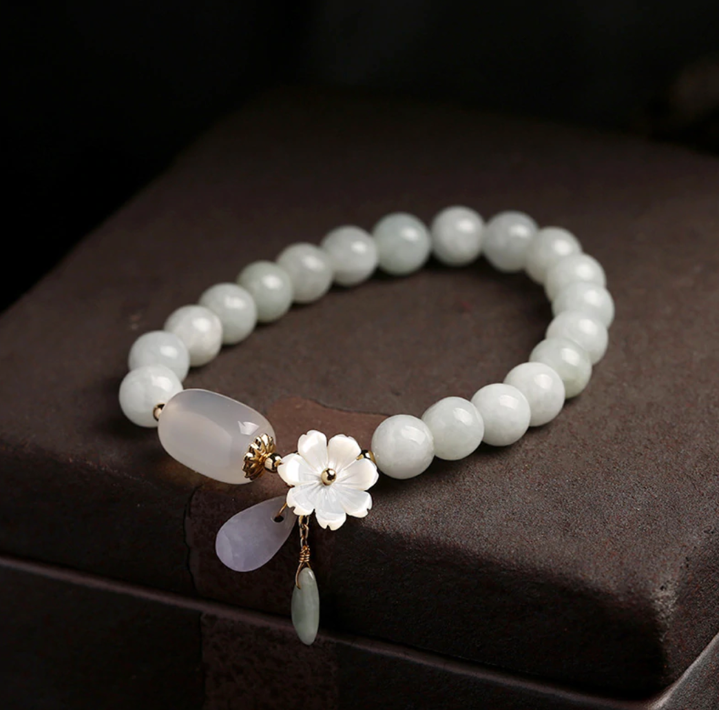 Pulsera de jade esmeralda y ágata