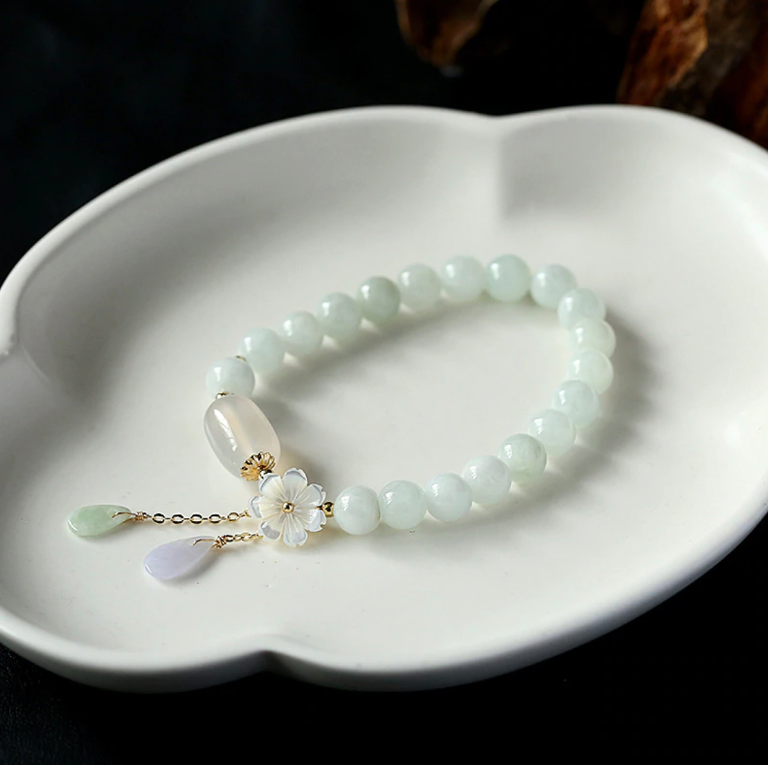 Pulsera de jade esmeralda y ágata
